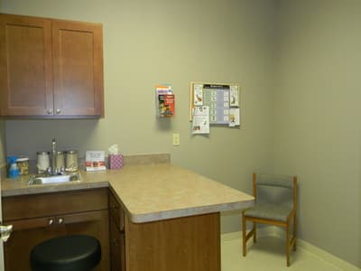 One of the four exam rooms at Uptown Veterinary Clinic